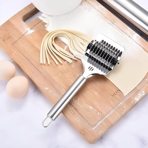 Homava Stainless Steel Pasta Noodle Cutter,High Grade Stainless Steel Pasta Spaghetti Maker Noodle Lattice Roller,Dough Cutter Mincer Kitchen Cooking Tools | Pack 1 - Image 2