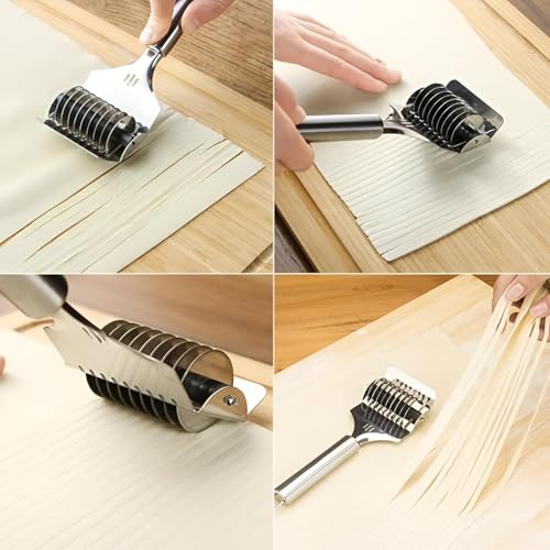 Homava Stainless Steel Pasta Noodle Cutter,High Grade Stainless Steel Pasta Spaghetti Maker Noodle Lattice Roller,Dough Cutter Mincer Kitchen Cooking Tools | Pack 1 - Image 4