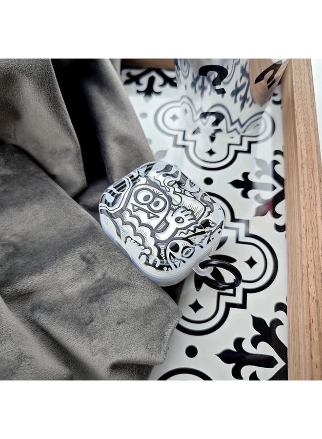 Cute Cartoon Skull AirPods 4 Case Semi Transparent Photo Frame With Circle Buckle - Image 2