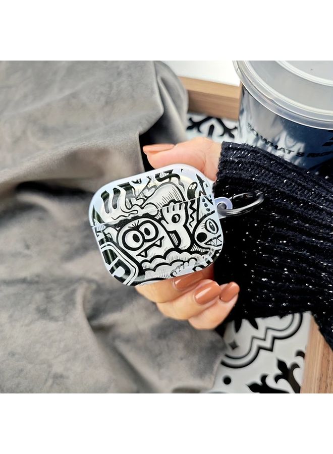 Cute Cartoon Skull AirPods 4 Case Semi Transparent Photo Frame With Circle Buckle - Image 3