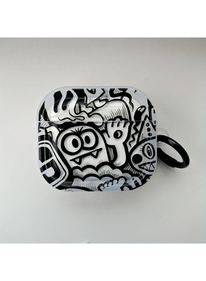 Cute Cartoon Skull AirPods 4 Case Semi Transparent Photo Frame With Circle Buckle - Image 1