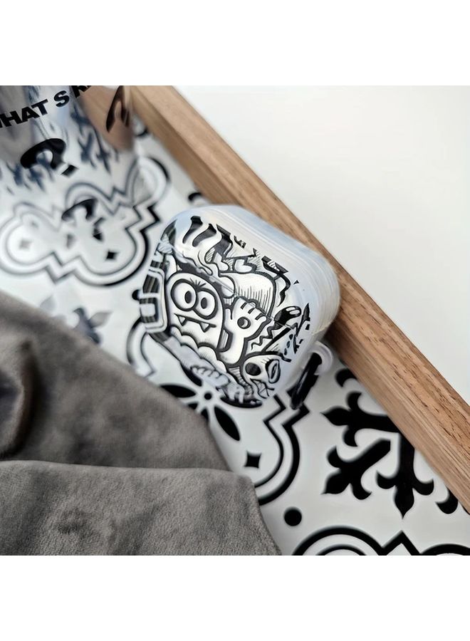 Cute Cartoon Skull AirPods 4 Case Semi Transparent Photo Frame With Circle Buckle - Image 5