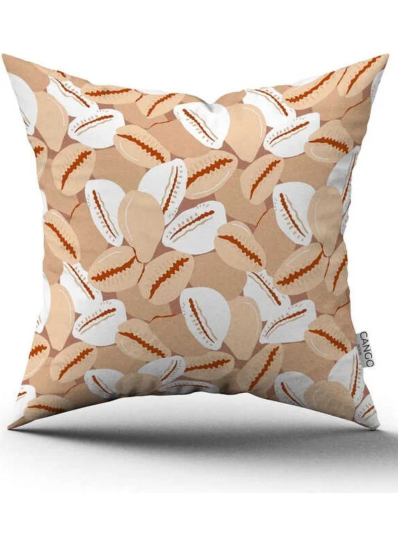 كانغو هوم Double Sided Orange Cream Marine Patterned Digital Printed Throw Pillow Cover CGH1166