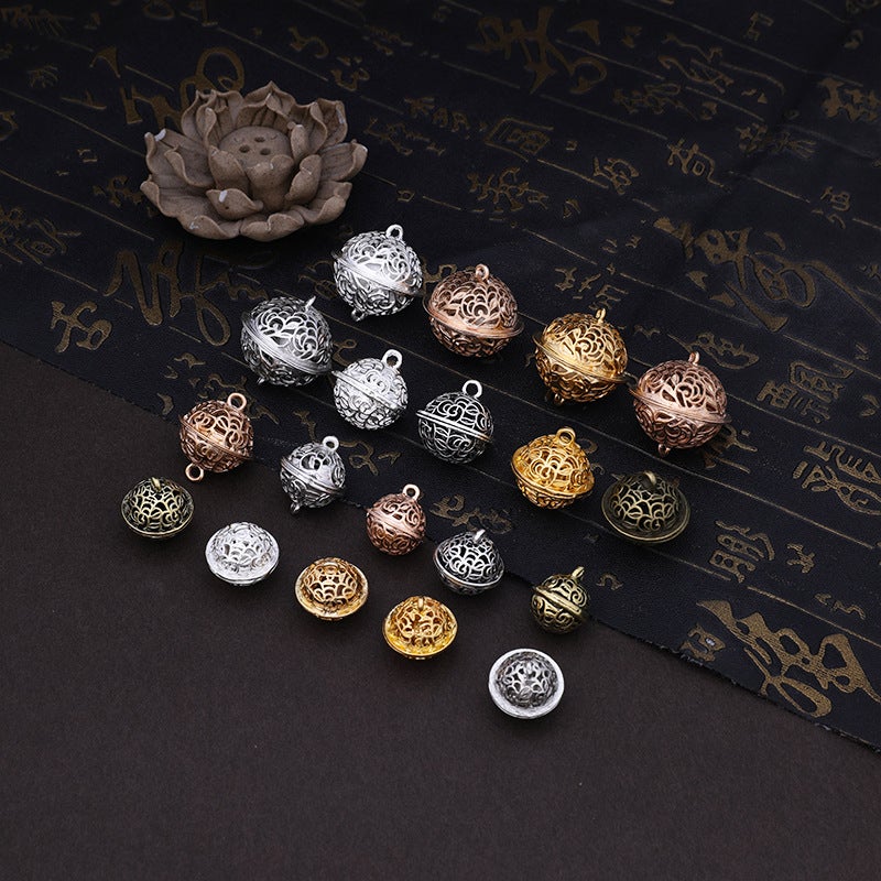 Flower Thousand Bone Palace Bell Pendant Diy Handmade Ancient Style Small Bell Alloy Pendant Car Hanging Jewelry Keychain Accessories - Image 3