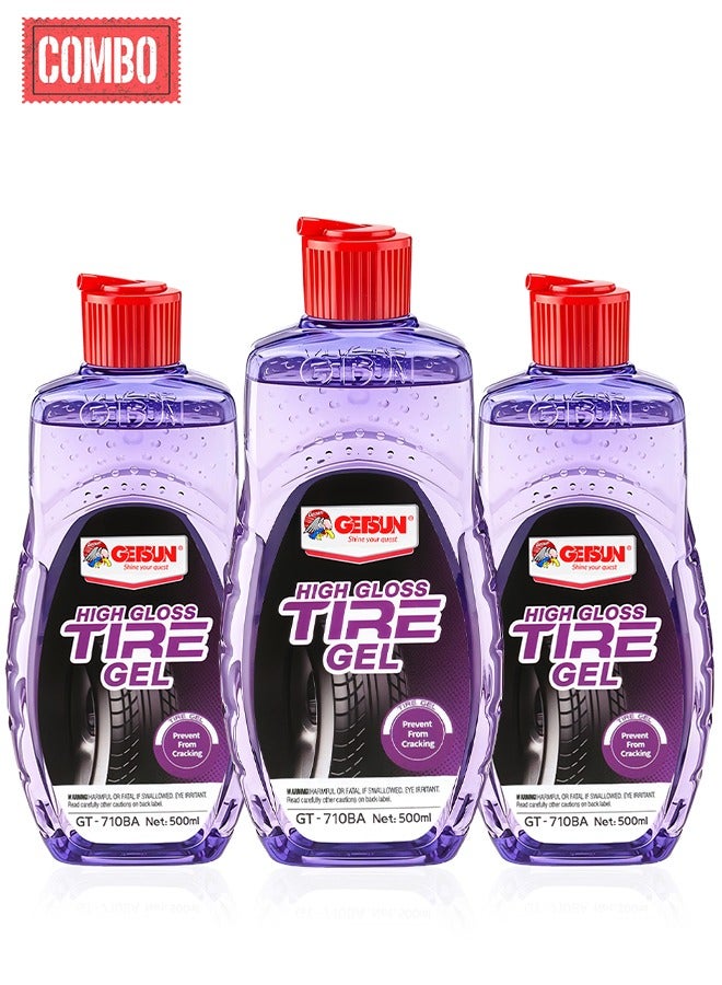 GETSUN Combo - 3PC GETSUN High Gloss Tire Shine Gel Long Lasting Wet Look Tire Gel 500 ML GT-7108A - Image 1