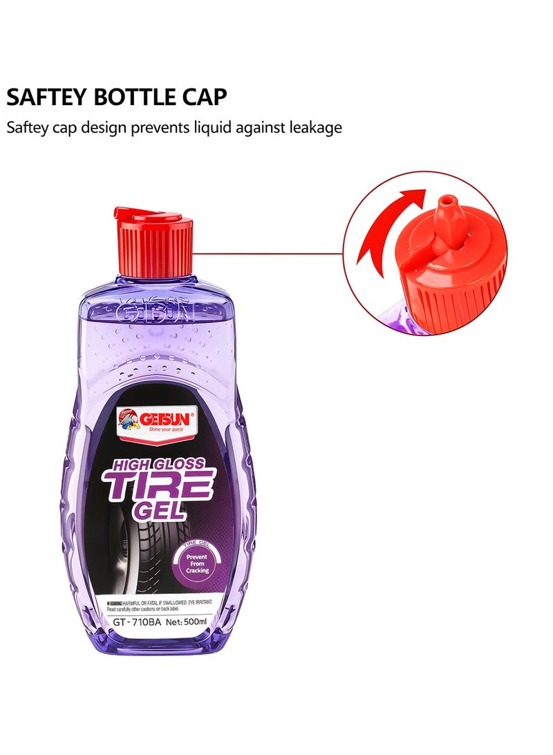 GETSUN Combo - 3PC GETSUN High Gloss Tire Shine Gel Long Lasting Wet Look Tire Gel 500 ML GT-7108A - Image 4