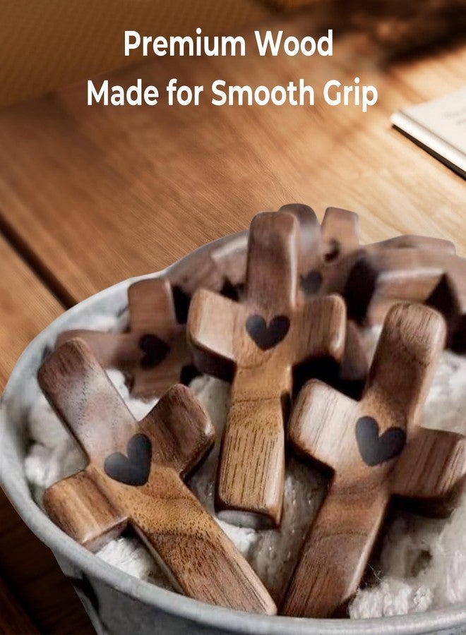 Vrouwengeld 2Pcs Wooden Pocket Cross My Heart, Stress Relief Cross Fidget, Wooden Cross Fidget Easter Gifts Encouragement Gift for Children Men Women, Pocket Prayer Cross - Image 5