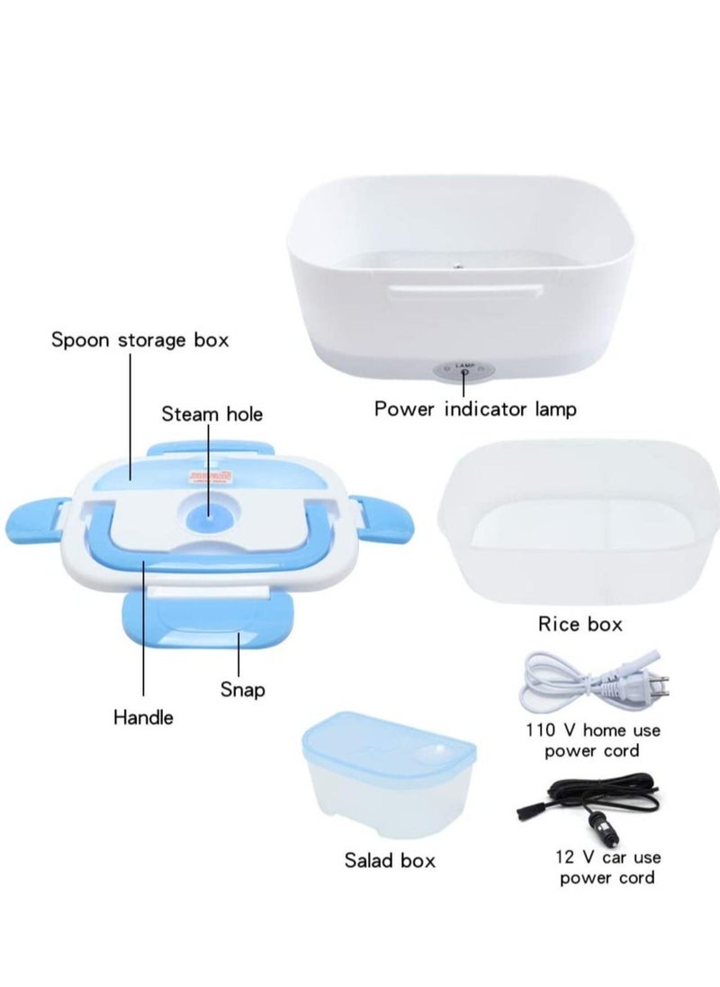 ELTRAZONE Electric Lunch Box 2 in 1, Portable Food Warmer Heating,Food-Grade Container, 12V 110V 40W Adapter, Car Truck Home Work Use, Spoon and 2 Compartments Included - Image 3