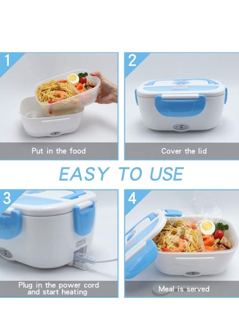 ELTRAZONE Electric Lunch Box 2 in 1, Portable Food Warmer Heating,Food-Grade Container, 12V 110V 40W Adapter, Car Truck Home Work Use, Spoon and 2 Compartments Included - Image 4