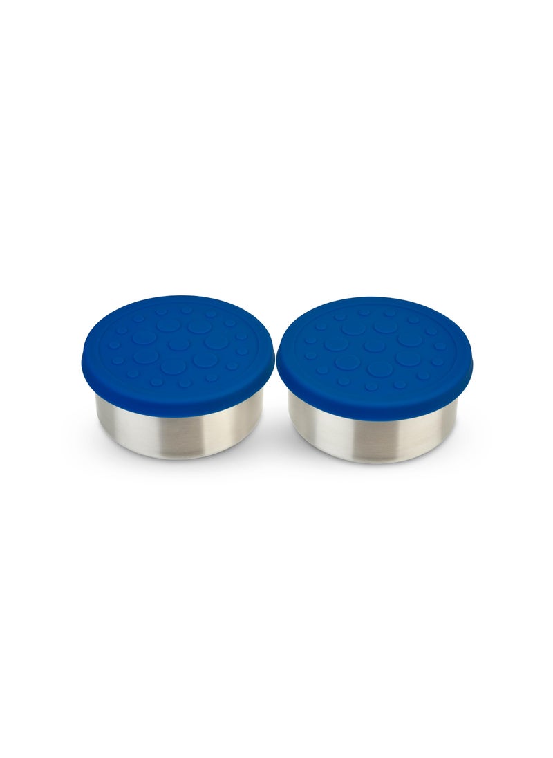 LunchBots LunchBots 25 oz Stainless Steel Dressing Container for Condiments Dips Snacks Dipping Sauce Cups with Silicone Lid Fits in Lunch Bags and Bento Boxes  Set of 2 Blue 