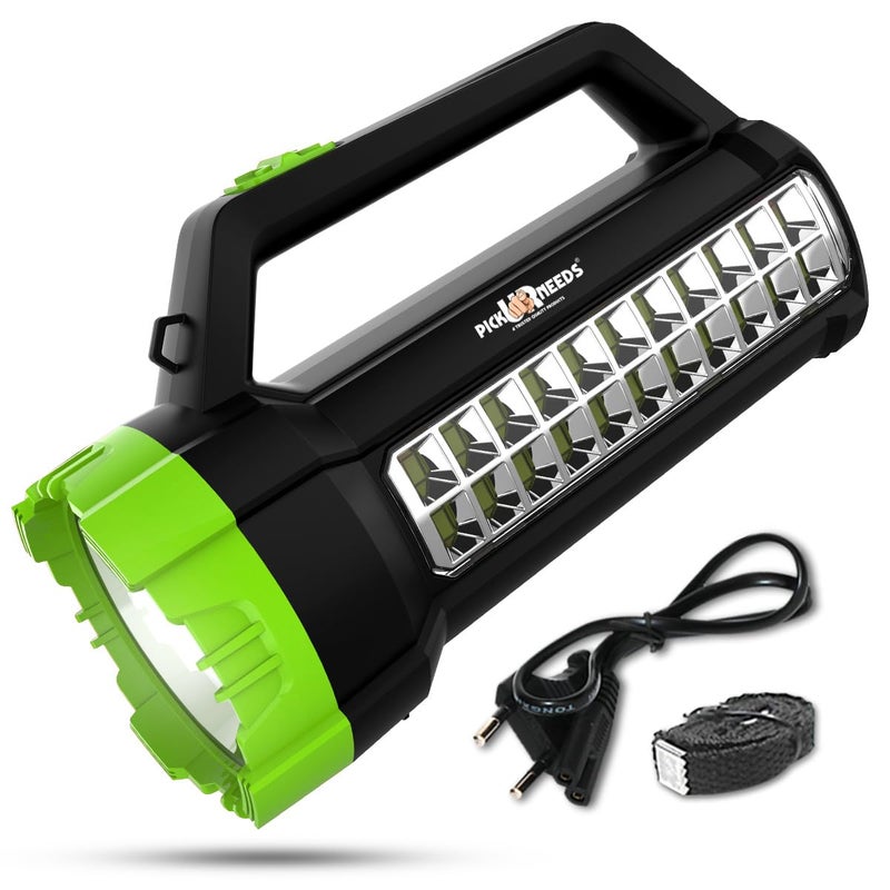 Pick Ur Needs Pick Ur Needs Emergency Long Range Search Torch Light 75W Laser + 22 Smd Side LED Rechargeable Bright Torch Light (Green) 