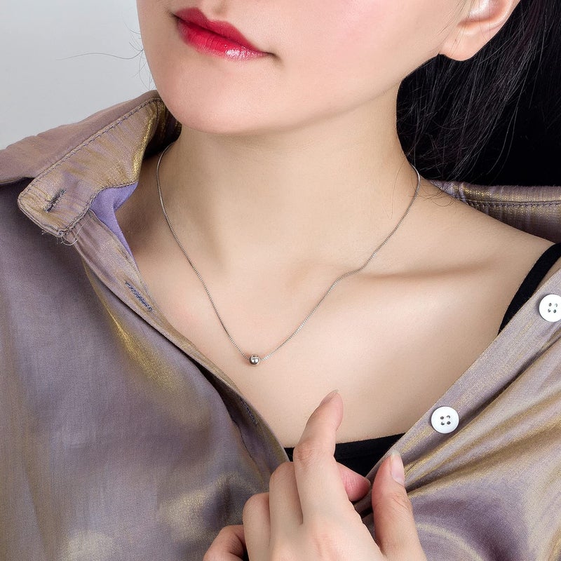Dankadi Classic Sterling Silver Ball Necklace For Women Fashion Bead Pendant Choker Solid 925 Silver Chain 16 "+2 "Adjustable Fine Jewelry Gift - Image 5