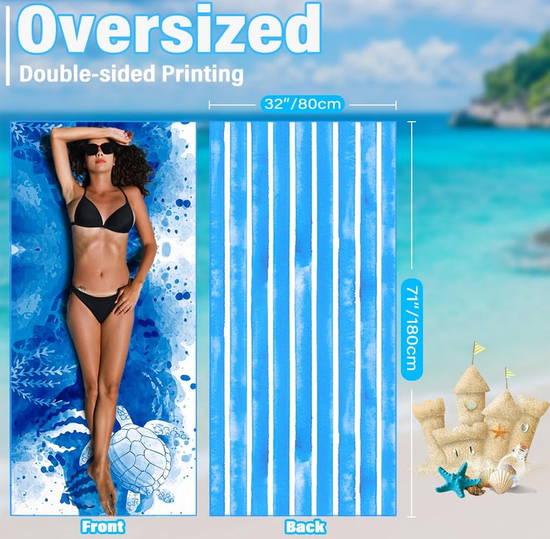 Widdonen Microfiber Thin Lightweight Beach Towel Sand Free Quick Dry Absorbent Compact Towels for Swimming Pool Camping Beach Accessories Large Easy Pack Travel Things for Vacation Essentials Adult Gift - Image 3