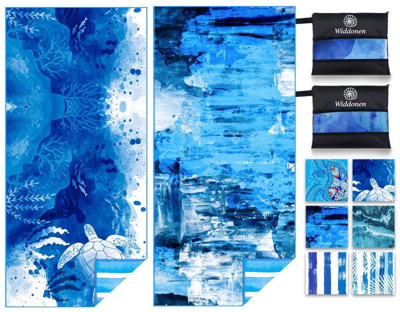 Widdonen Microfiber Thin Lightweight Beach Towel Sand Free Quick Dry Absorbent Compact Towels for Swimming Pool Camping Beach Accessories Large Easy Pack Travel Things for Vacation Essentials Adult Gift - Image 1