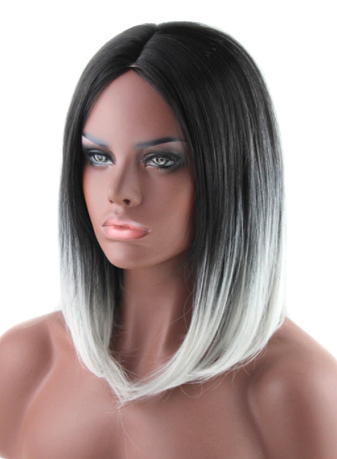 NIBEMINENT Women's Synthetic Short Hair Party Wig Grey Ombree