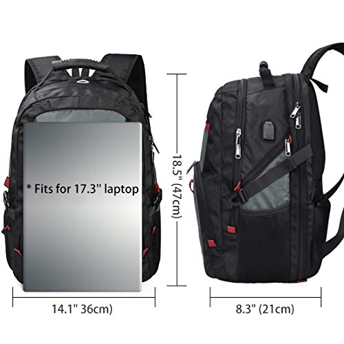 NUBILY Laptop Backpack 17 Inch Waterproof Extra Large TSA Travel Backpack Anti Theft College Business Mens Backpacks with USB Charging Port 17.3 Gaming Computer Backpack for Women Men 45 L Grey - Image 5