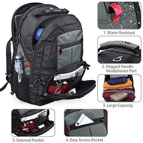 NUBILY Laptop Backpack 17 Inch Waterproof Extra Large TSA Travel Backpack Anti Theft College Business Mens Backpacks with USB Charging Port 17.3 Gaming Computer Backpack for Women Men 45 L Grey - Image 2