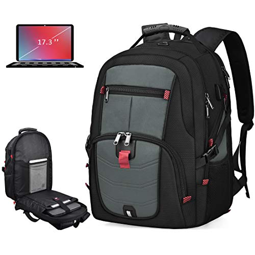 NUBILY Laptop Backpack 17 Inch Waterproof Extra Large TSA Travel Backpack Anti Theft College Business Mens Backpacks with USB Charging Port 17.3 Gaming Computer Backpack for Women Men 45 L Grey - Image 1