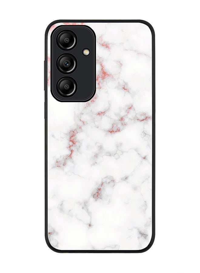 Stylizedd Rugged Black Edge Case for Samsung Galaxy A55, Slim fit Case Flexible Anti Drop TPU Gel Thin Cover -  Marble Print Rose Grey  - Image 1