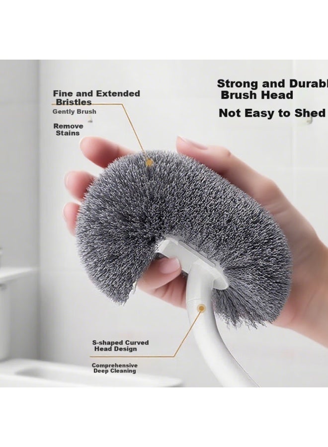 Bao Shi Bao Toilet Brush 2-pack, Bathroom Cleaning Brush With S-shaped Bent Head, Wall-mounted Extended Handle, No Dead Angle, Toilet Cleaning Tool - Image 4