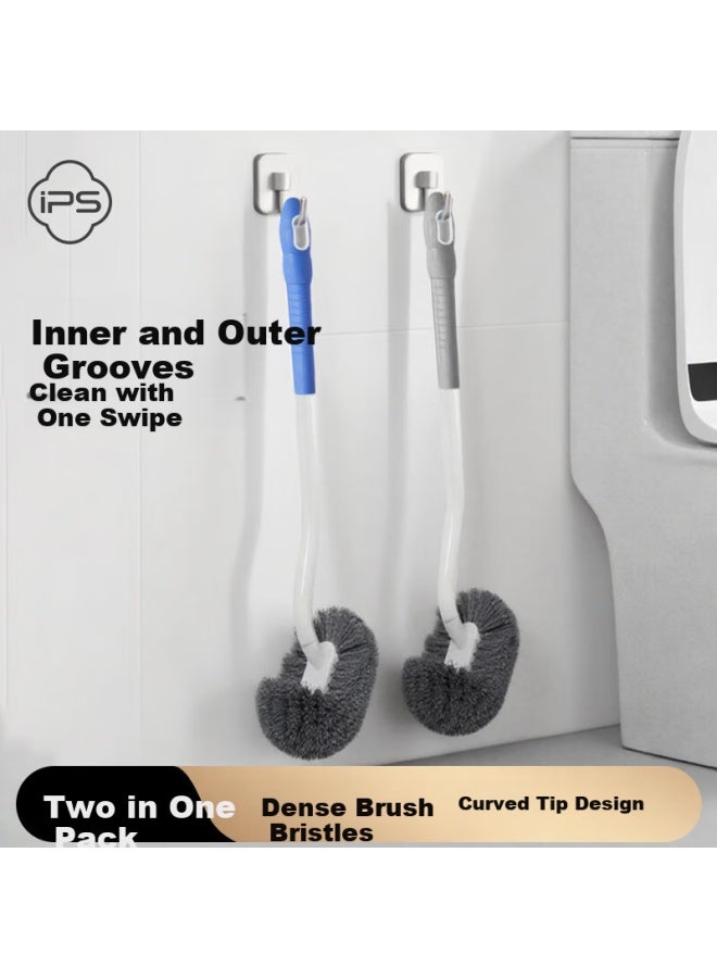 Bao Shi Bao Toilet Brush 2-pack, Bathroom Cleaning Brush With S-shaped Bent Head, Wall-mounted Extended Handle, No Dead Angle, Toilet Cleaning Tool - Image 1