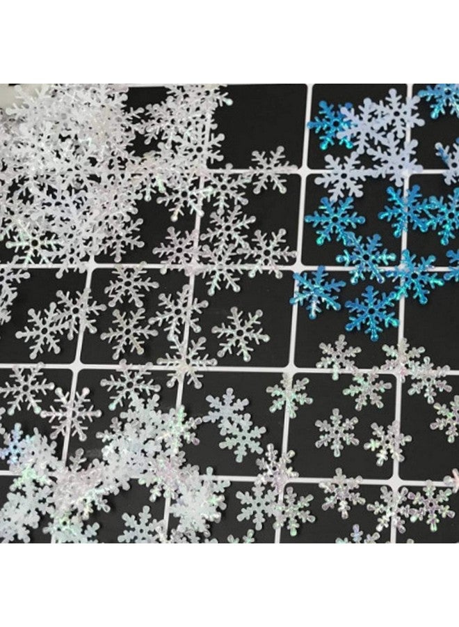 OuMuaMua 1200Pcs Snowflakes Confetti Decorations for Christmas, White and Blue Winter Confetti Snow Party Pack for Wedding Birthday Holiday Party Table Decorations Supplies - Image 2