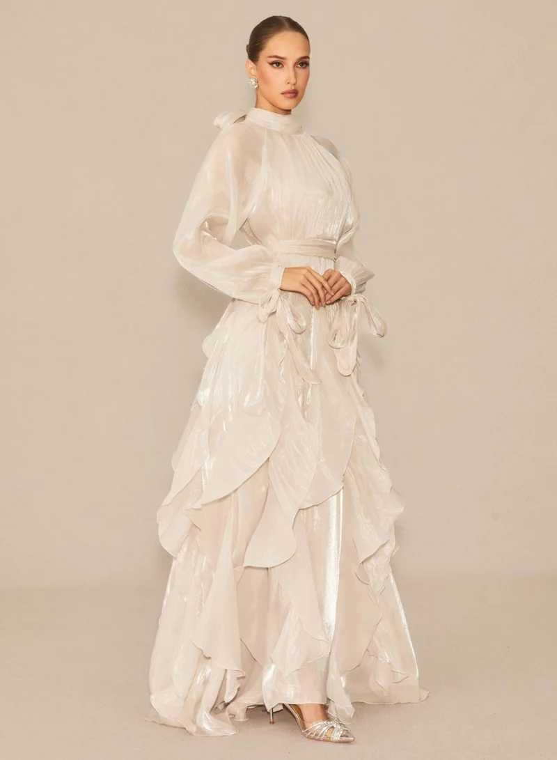 سنفير Estella Puff Sleeve Ruffle Trim Maxi Dress