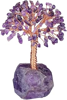 Rockcloud rockcloud Natural Crystal Tree, Crystals Base Bonsai Money Tree Decoration for Wealth and Luck, Amethyst, 4 - Image 1