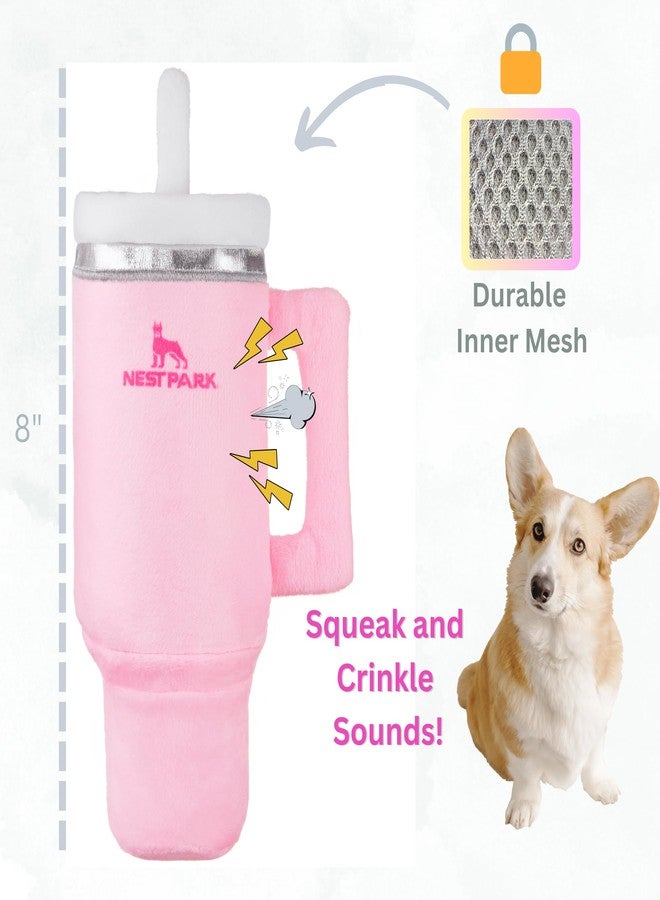 Nestpark Tumbler Cup Funny Dog Toy - Parody Plush Squeaky Crinkle Dog Toy (Pink Dusk) - Image 5