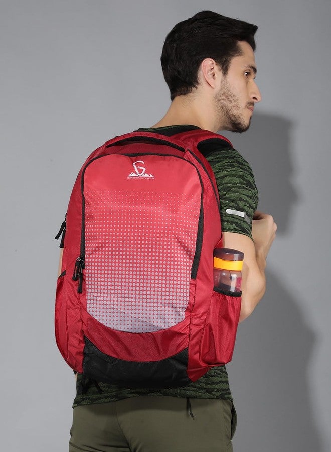 GREENLANDS 35L Vignette Backpack - Two Spacious Compartments, Bottle Holder & Organizer - School, College, Office & Travel Bag for Men & Women - Red - Image 3