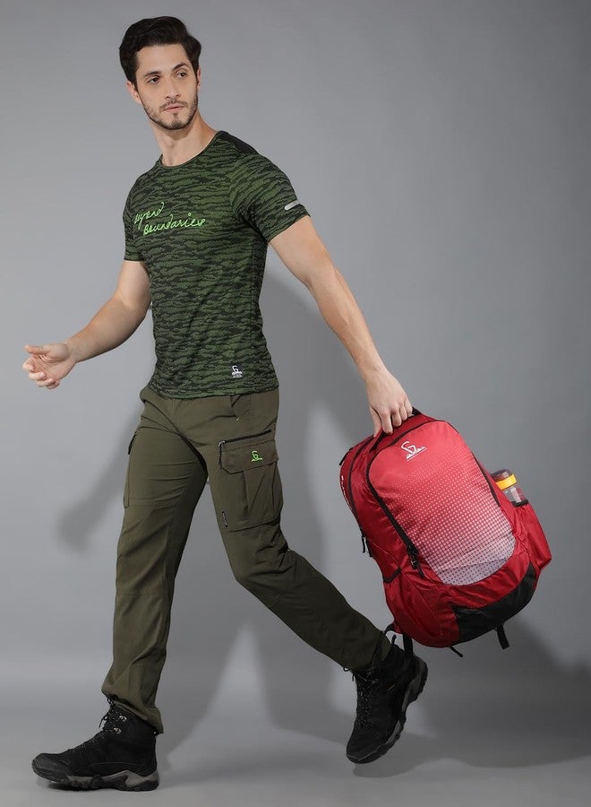GREENLANDS 35L Vignette Backpack - Two Spacious Compartments, Bottle Holder & Organizer - School, College, Office & Travel Bag for Men & Women - Red - Image 2