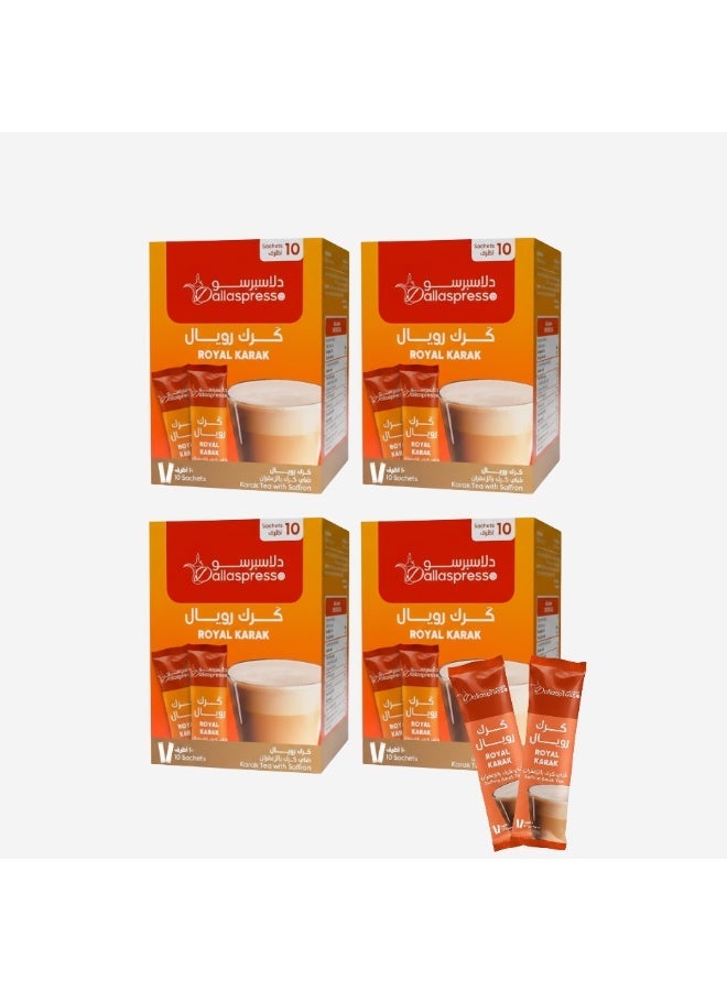 Dallaspresso Royal Karak Tea Sachets Pack of 4 – Cardamom & Saffron Flavoured Premium Karak Tea - Image 1