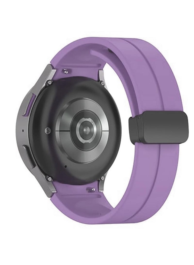 Magnetic Band for Samsung Galaxy Watch 6 Classic 47mm 43mm/5 Pro 45mm/Watch 7 FE 6 5 4 44mm 40mm/4 Classic 46mm 42mm,Silicone Strap for Samsung Watch 5 Pro 45mm,Lavender - Image 4
