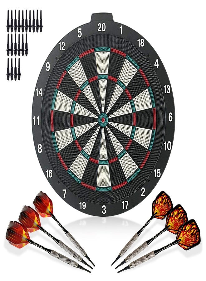 CHRDW 18 Inch Soft Tip Dart Board for Adults, Staple-Free Plastic Surface with 6 Aluminum Darts & 20 Extra Tips, Indoor/Outdoor Game Room Bar Dartboard Set - Image 1