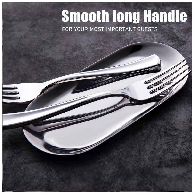 WDF طقم أدوات مائدة فضية بلاستيكية مكون من 160 قطعة - 80 شوكة 40 سكين 40 ملعقة - قوية وقابلة للتخلص منها مثالية لحفلات الزفاف/الحفلات - Image 4