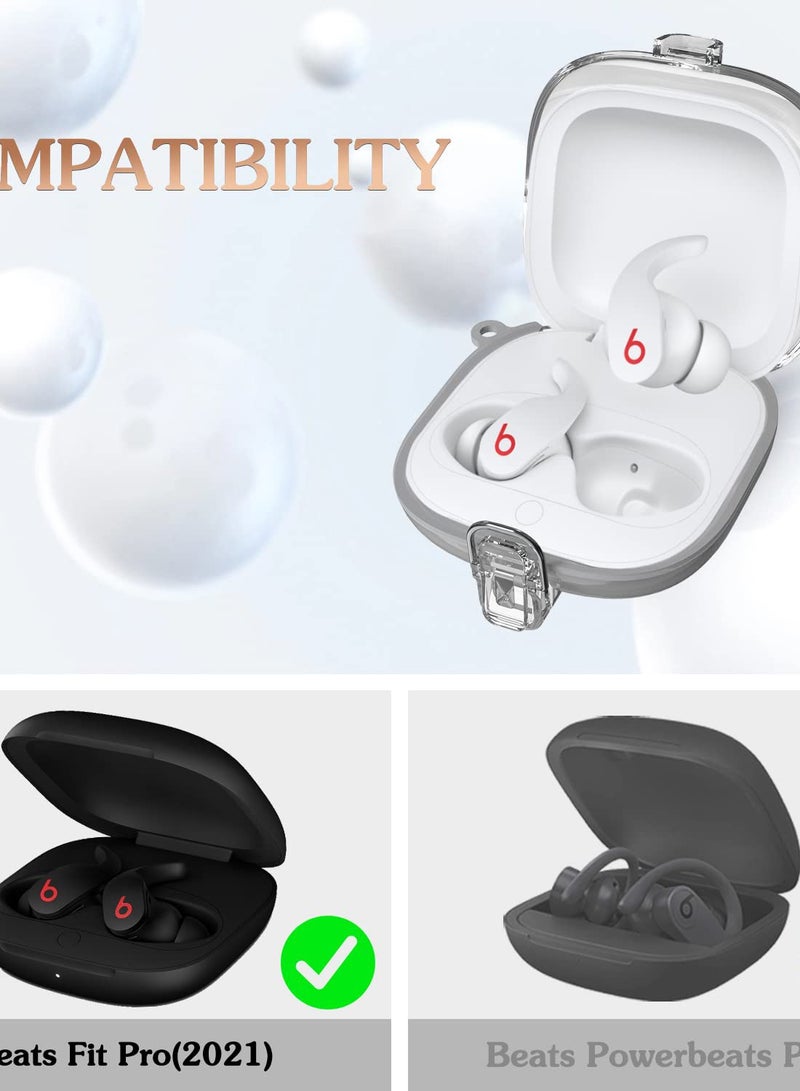 Excefore Clear Lockable Case for Beats Fit Pro, Hard PC + Silicone Full Protection Cover with Keychain/Lanyard Accessories  - Image 4