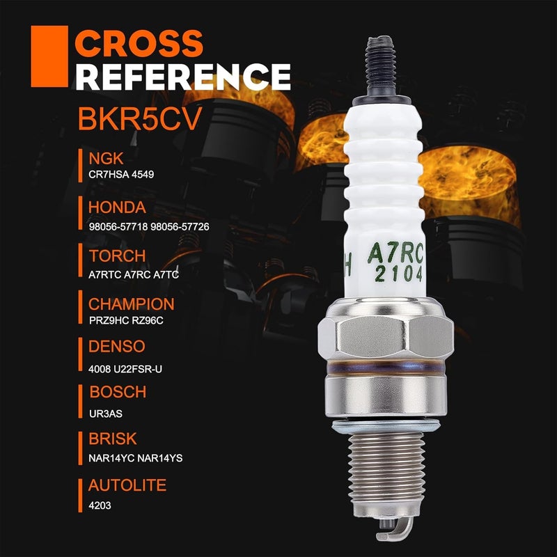 Hipa CR7HSA Spark Plug for NGK CR7HSA Torch A7RTC A7TC GY6 50CC 110CC 150CC Scooter ATV XR80 XR100 CRF80 Engine 2PACK - Image 2