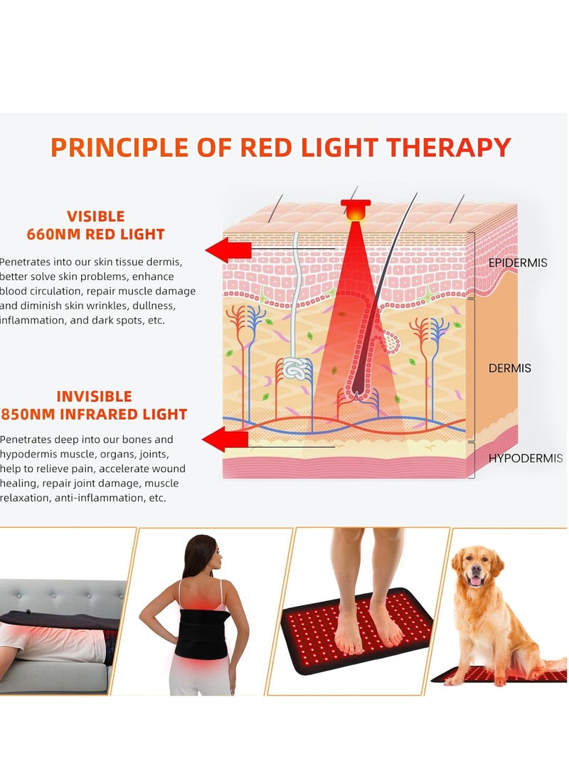 عام العلاج بالضوء الأحمر للجسم، العلاج بالأشعة تحت الحمراء 19.8 بوصة × 12 بوصة وسادة تسخين بالأشعة تحت الحمراء لفافة أكبر للخصر الخلفي والكتف والركبة والمفاصل لتخفيف الألم مع مؤقت تلقائي، هدية مثالية - Image 4
