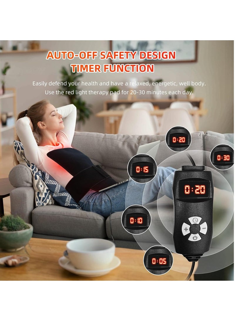 عام العلاج بالضوء الأحمر للجسم، العلاج بالأشعة تحت الحمراء 19.8 بوصة × 12 بوصة وسادة تسخين بالأشعة تحت الحمراء لفافة أكبر للخصر الخلفي والكتف والركبة والمفاصل لتخفيف الألم مع مؤقت تلقائي، هدية مثالية - Image 3