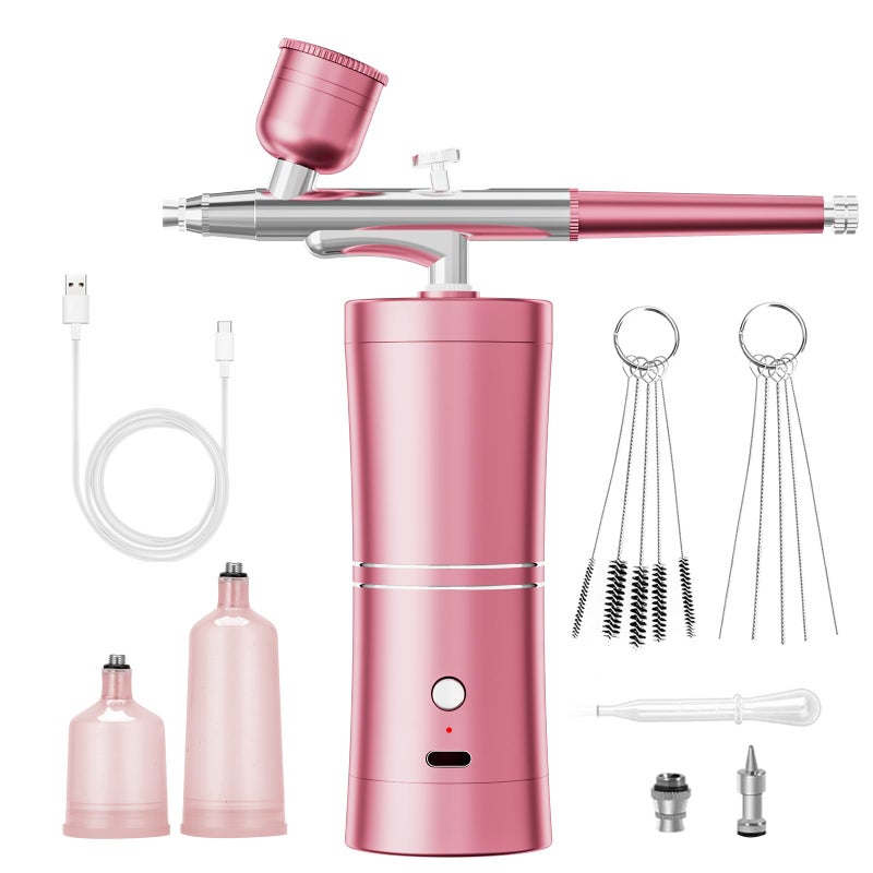 CBVCBV Airbrush Kit With Compressor Portable Airbrush Air Brush Kit with Air Compressor Airbrush for Nails Airbrush Compressor High Pressure Nail Airbrush Machine Handheld Mini Air Brush Kit (Pink) - Image 1