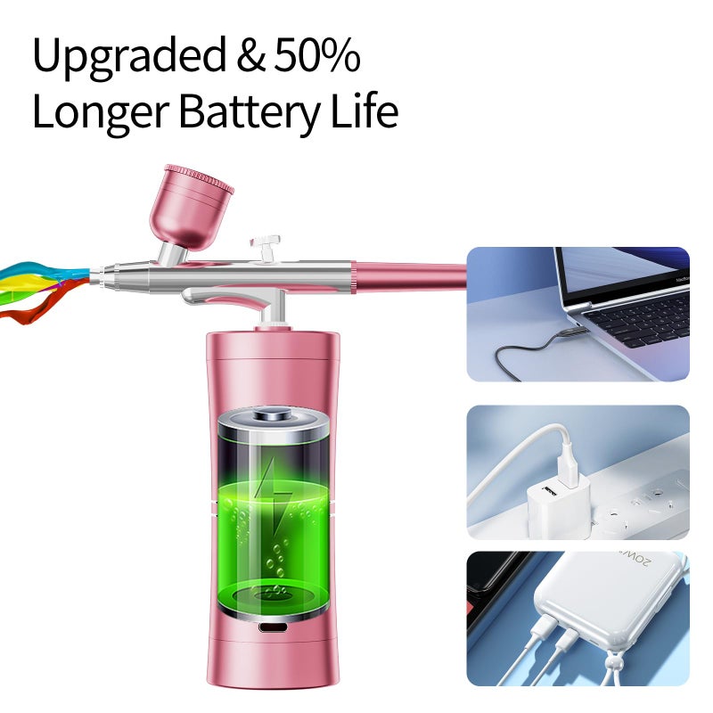 CBVCBV Airbrush Kit With Compressor Portable Airbrush Air Brush Kit with Air Compressor Airbrush for Nails Airbrush Compressor High Pressure Nail Airbrush Machine Handheld Mini Air Brush Kit (Pink) - Image 5