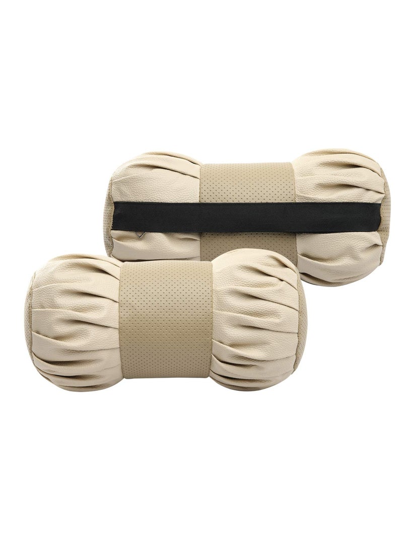Kingsway Kingsway Dumbbell Shape Neck Rest Car Cushion for Honda City 2017-2019, Leatherette, Beige, Set of 2 Piece  - Image 2