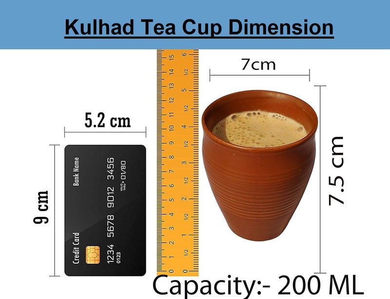 Pure Source India مجموعة كولهاد شاي من الطين الهندي النقي - قطعتان، بني، 200 مل - Image 3