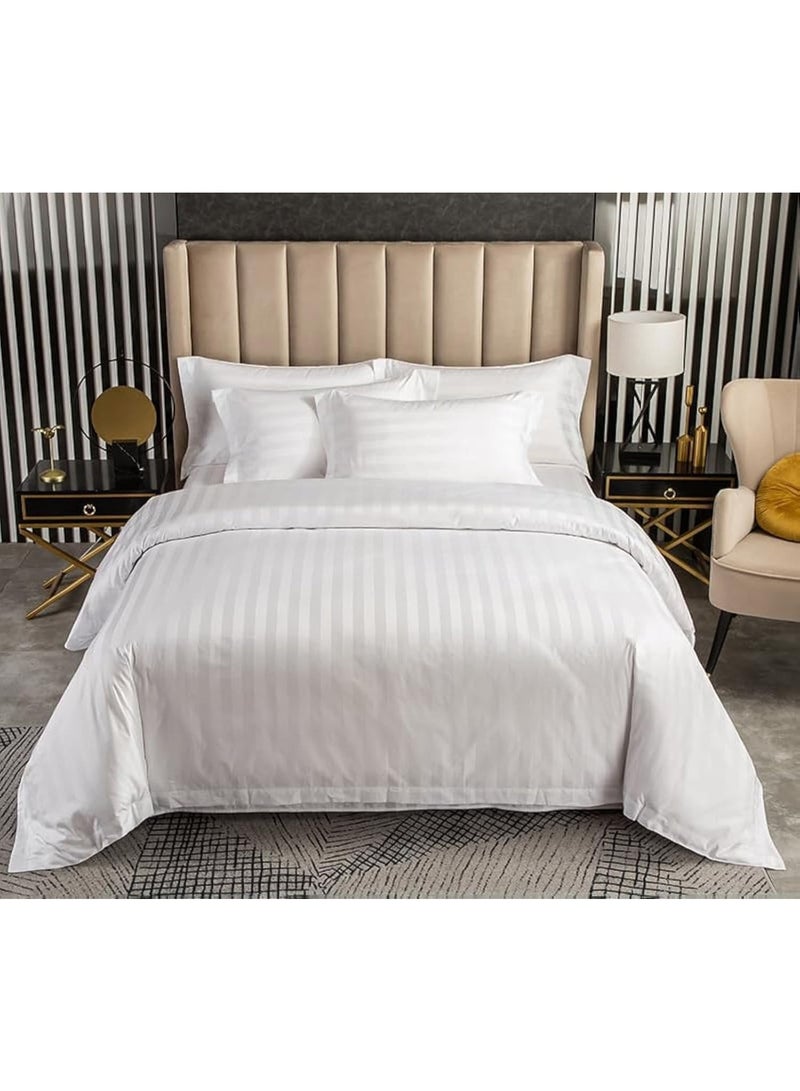 مجموعة ملاءات سرير كينغ من القطن مكونة من 6 قطع | 1 ملاءة مشدودة 260x280 سم + 1 غطاء لحاف 220x240 سم + 4 أغطية وسائد 50x76 سم (أبيض) - Image 1