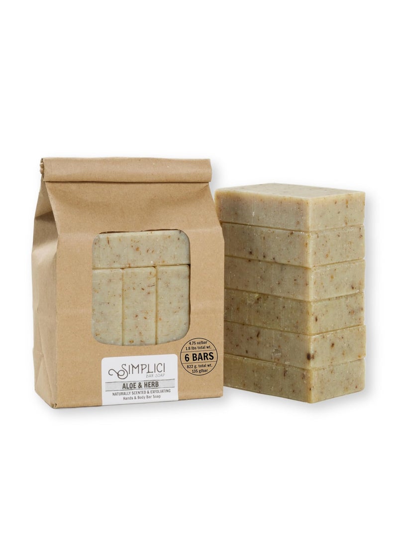 SIMPLICI - Aloe  Herb Natural Soap exfoliating  pure essential oils 6 Bar Value Bag Palm Free - Image 1