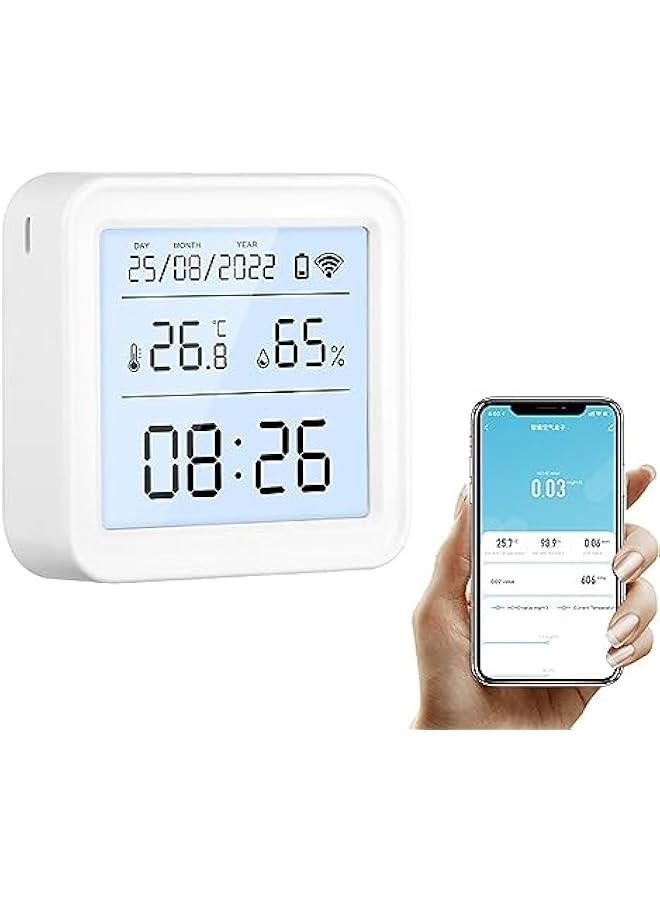 BWSJ Smart WIFI Temperature Humidity Sensor,Tuya Smart WIFI Indoor Hygrometer, Wireless Indoor Hygrometer and Thermometer Detector, atible with AlexaSmart LifeTuya Smart App - Image 1