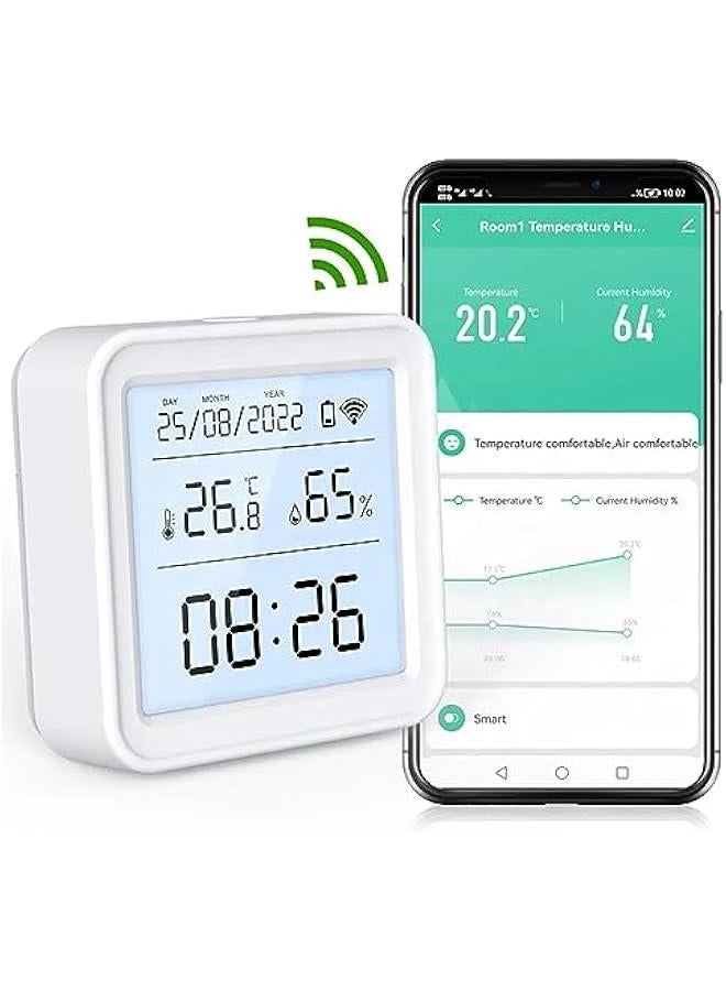 BWSJ Smart WIFI Temperature Humidity Sensor,Tuya Smart WIFI Indoor Hygrometer, Wireless Indoor Hygrometer and Thermometer Detector, atible with AlexaSmart LifeTuya Smart App - Image 2