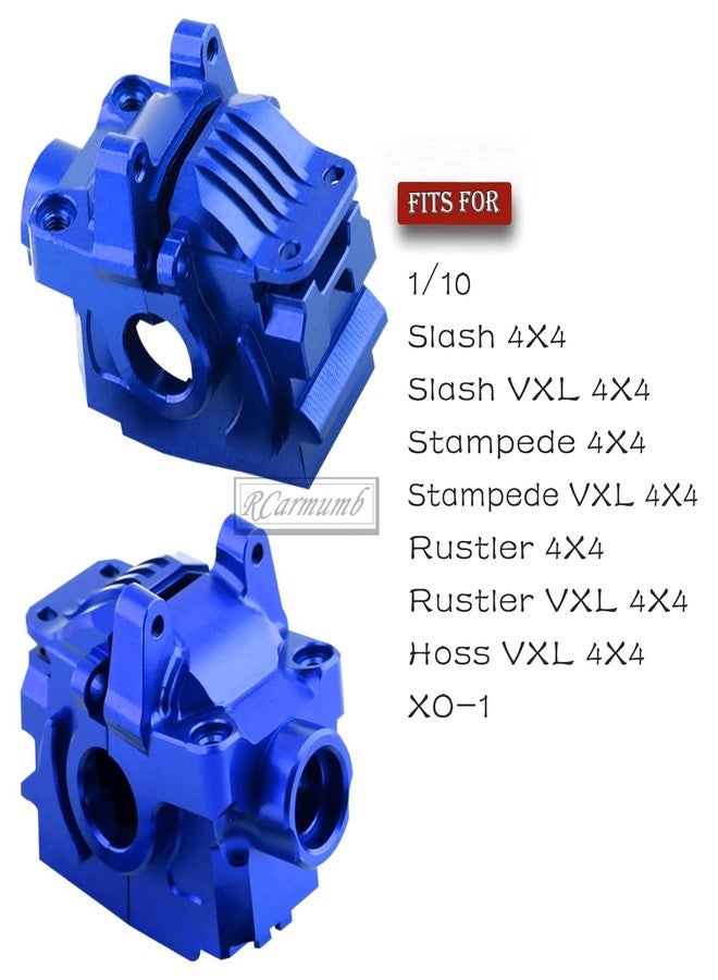 Rcarmumb Transmission Case Gearbox Upgrades Part for 1/10 Slash Stampede Rustler Hoss VXL 4X4 XO-1,Aluminum Front Rear Gearbox Differential Housings Upgrades,Replace #6880 #6881,Navy Blue - Image 2