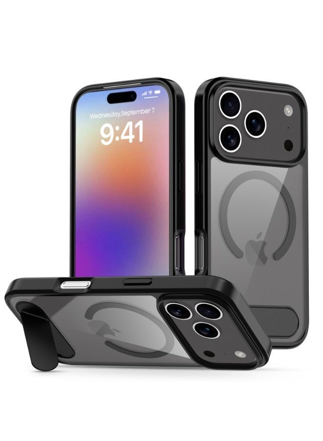 جراب هاتف مغناطيسي شفاف نصف دائري مقاوم للخدش لهاتف iPhone 17 Pro Max. مع حامل مغناطيسي/غير مرئي متوافق مع حماية Magsafe القياسية جراب هاتف شفاف مقاوم للصدمات غطاء نحيف بدرجة عسكرية حماية من السقوط مقاوم للصدمات مضاد لبصمات الأصابع، جراب لهاتف iPhone 17 Pro Max 6.9 - Image 1