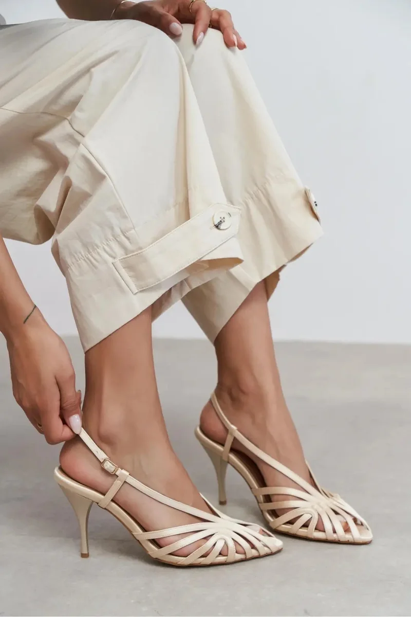 Nisantasi Shoes  Eryu Toe Details Caged Heels for Women | Best Price UAE